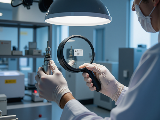 质检实验室，精密检测设备，技术人员操作仪器，严格质量控制流程